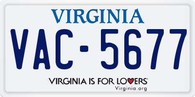 VA license plate VAC5677
