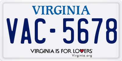 VA license plate VAC5678