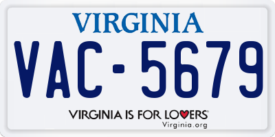 VA license plate VAC5679