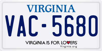 VA license plate VAC5680