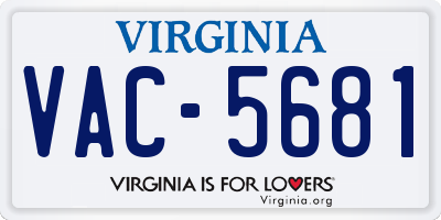 VA license plate VAC5681