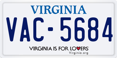 VA license plate VAC5684