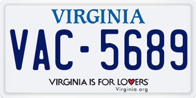 VA license plate VAC5689