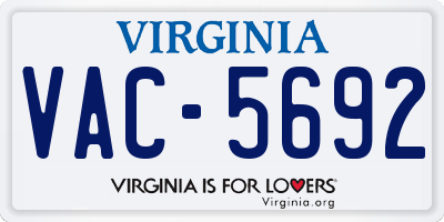 VA license plate VAC5692
