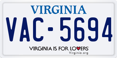 VA license plate VAC5694