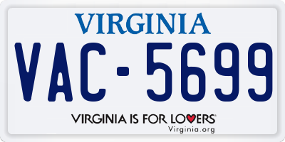 VA license plate VAC5699