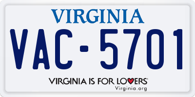 VA license plate VAC5701