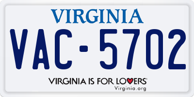 VA license plate VAC5702