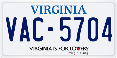 VA license plate VAC5704