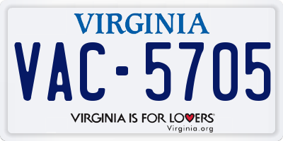 VA license plate VAC5705