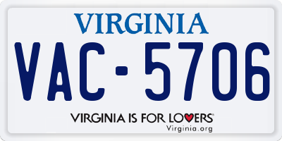 VA license plate VAC5706