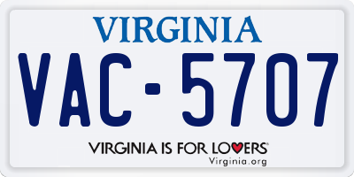 VA license plate VAC5707