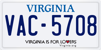 VA license plate VAC5708