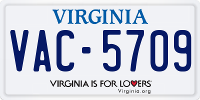 VA license plate VAC5709