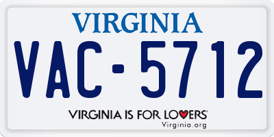 VA license plate VAC5712