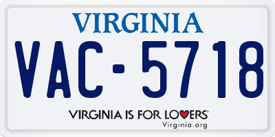 VA license plate VAC5718