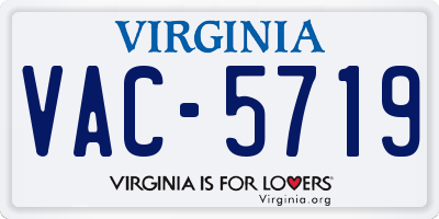 VA license plate VAC5719