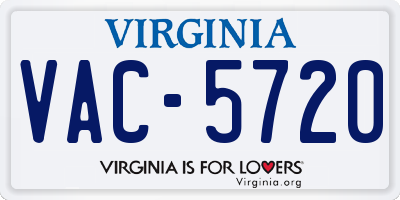 VA license plate VAC5720