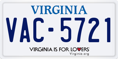 VA license plate VAC5721