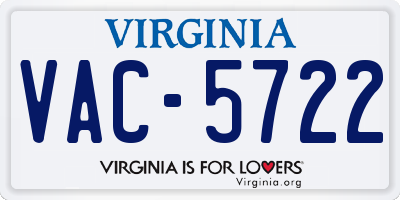 VA license plate VAC5722