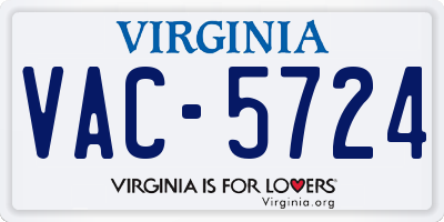 VA license plate VAC5724