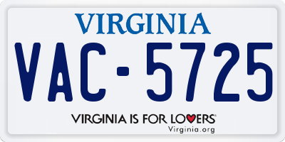 VA license plate VAC5725