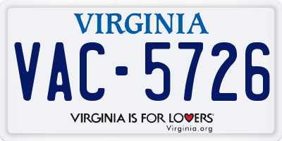 VA license plate VAC5726