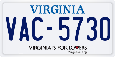 VA license plate VAC5730