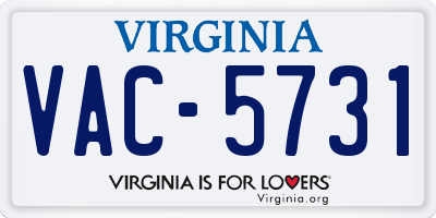 VA license plate VAC5731