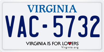 VA license plate VAC5732