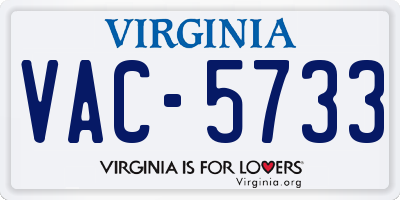 VA license plate VAC5733