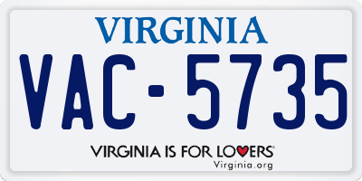 VA license plate VAC5735