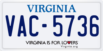 VA license plate VAC5736
