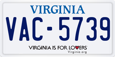VA license plate VAC5739