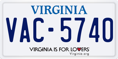 VA license plate VAC5740