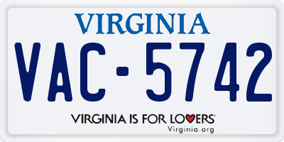 VA license plate VAC5742