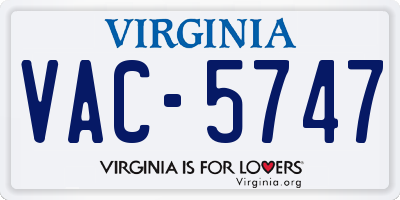 VA license plate VAC5747