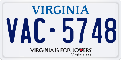 VA license plate VAC5748