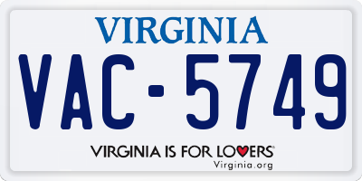 VA license plate VAC5749