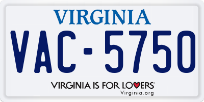 VA license plate VAC5750