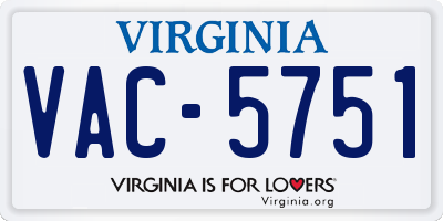 VA license plate VAC5751