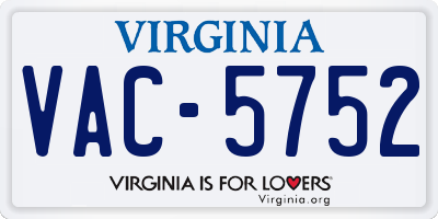 VA license plate VAC5752