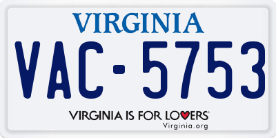 VA license plate VAC5753