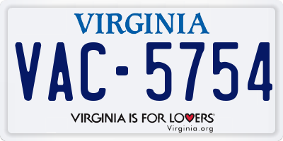 VA license plate VAC5754