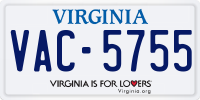 VA license plate VAC5755