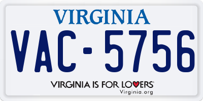 VA license plate VAC5756