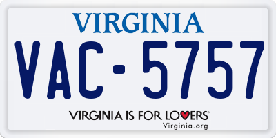 VA license plate VAC5757