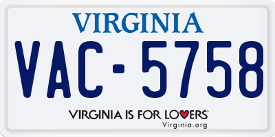 VA license plate VAC5758