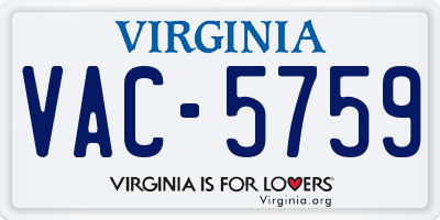 VA license plate VAC5759