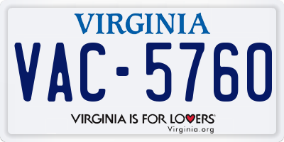 VA license plate VAC5760